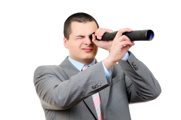 Podnikatel s dalekohledem — Stock fotografie