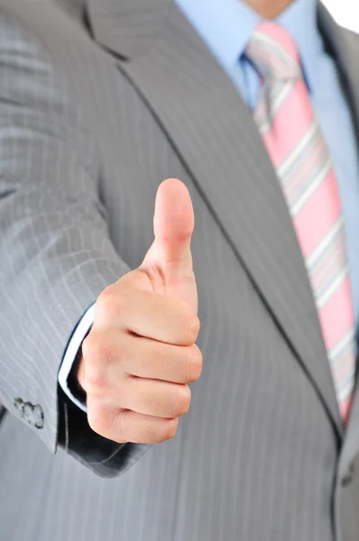 Businessman thumb up isolated on white background — Stock Photo, Image