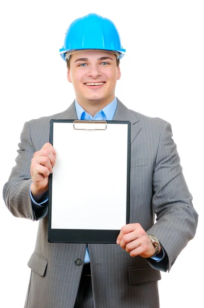 Engineer holding clipboard — Stock Photo, Image