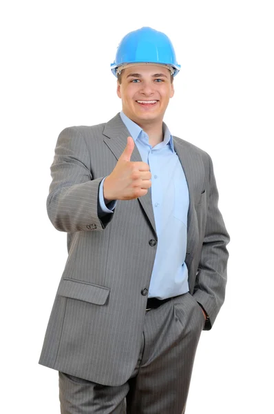 Businessman in hard hat — Stock Photo, Image