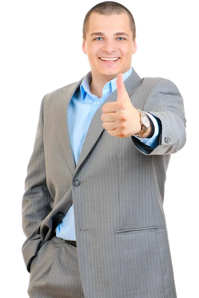 Бизнесмен показывает большой палец вверх — стоковое фото