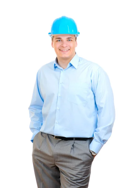 Businessman in hard hat — Stock Photo, Image