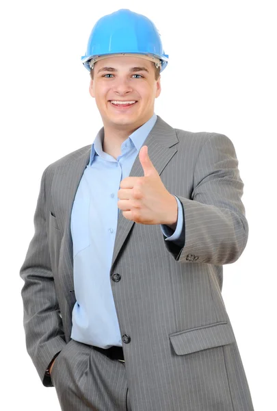 Businessman in hard hat — Stock Photo, Image