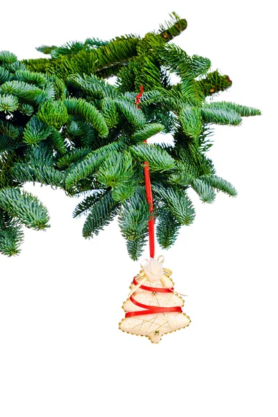 Tannenzweige und Weihnachtsschmuck — Stockfoto