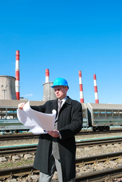 Ingeniero con azul duro — Foto de Stock