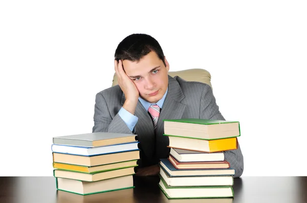 Tired businessman on white background — Stock Photo, Image