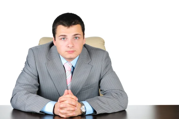 ビジネスの男性で仕事に孤立した白い背景 — ストック写真