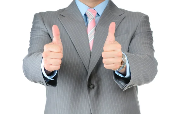 Businessman thumb up isolated on white background — Stock Photo, Image