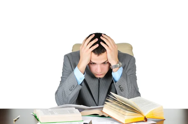 Hombre de negocios cansado sobre fondo blanco —  Fotos de Stock