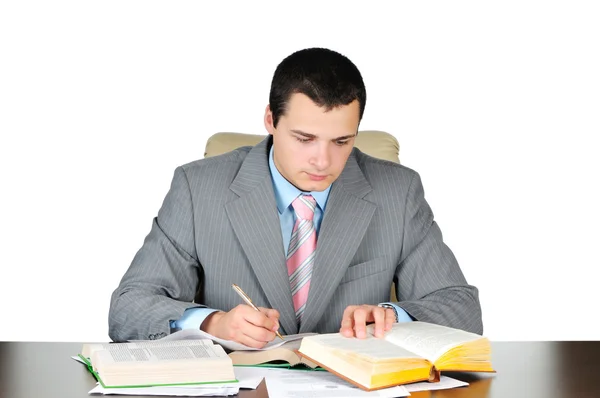 ビジネスの男性で仕事に孤立した白い背景 — ストック写真