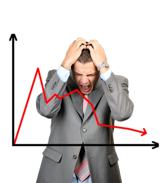 Caractère de diagramme de crise se concentrer sur l'homme isolé sur fond blanc — Photo