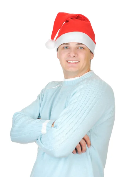 Cheerful santa man isolated on white background — Stock Photo, Image