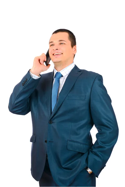 Cep telefonu ile konuşurken işadamı — Stok fotoğraf