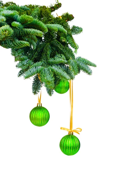 Pine branches and Christmas ornaments — Stock Photo, Image