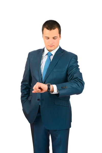 Beau homme d'affaires vérifiant sa montre-bracelet — Photo