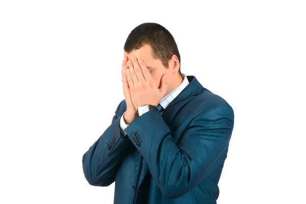 Retrato de un hombre de negocios molesto, aislado sobre fondo blanco — Foto de Stock