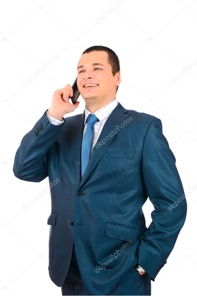 Businessman talking with cell phone