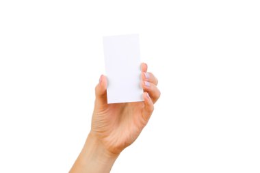 el ve üzerinde beyaz izole kart