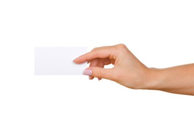 el ve üzerinde beyaz izole kart