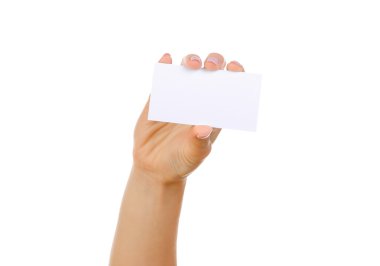 el ve üzerinde beyaz izole kart