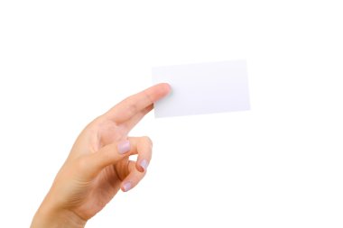 el ve üzerinde beyaz izole kart