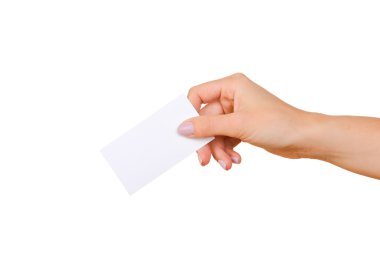 el ve üzerinde beyaz izole kart