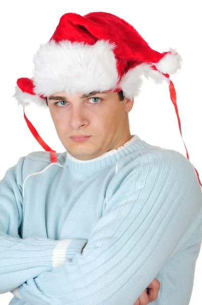 Serious santa homem isolado no fundo branco — Fotografia de Stock