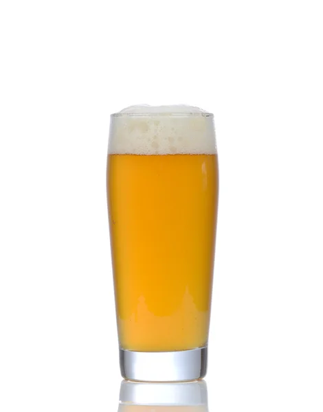 Bicchiere di birra su sfondo bianco — Foto Stock