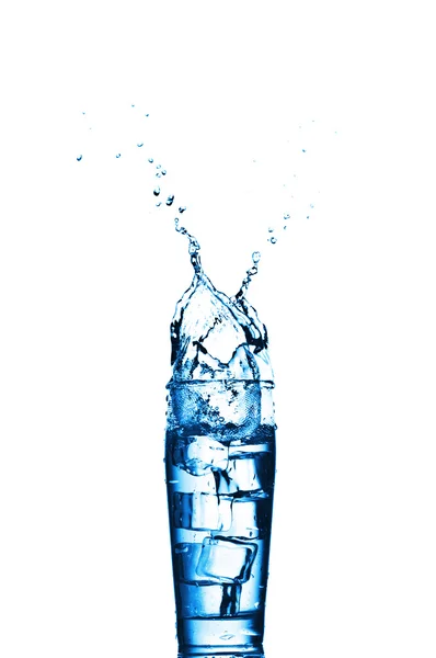 Water splashes in the glass on white background — Stock Photo, Image