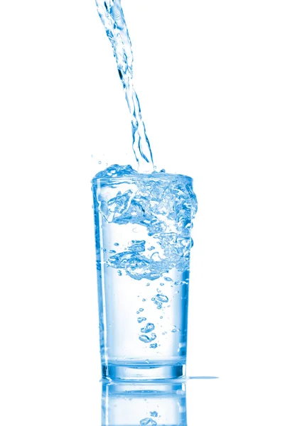 Water splashes in the glass on white background — Stock Photo, Image