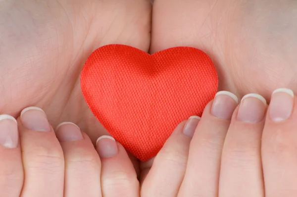 Corazón en manos femeninas — Foto de Stock