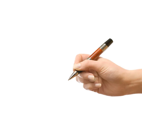 Concept. Hand and pen isolated on white Stock Image