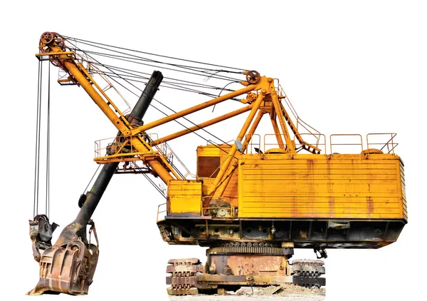 Máquina de la industria minera - excavadora vintage. Aislado sobre blanco — Foto de Stock