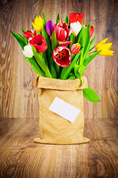 Tulpaner blommor i säcken — Stockfoto
