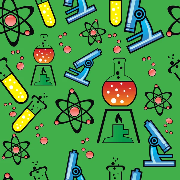 Fundo sem costura com objetos de química — Vetor de Stock