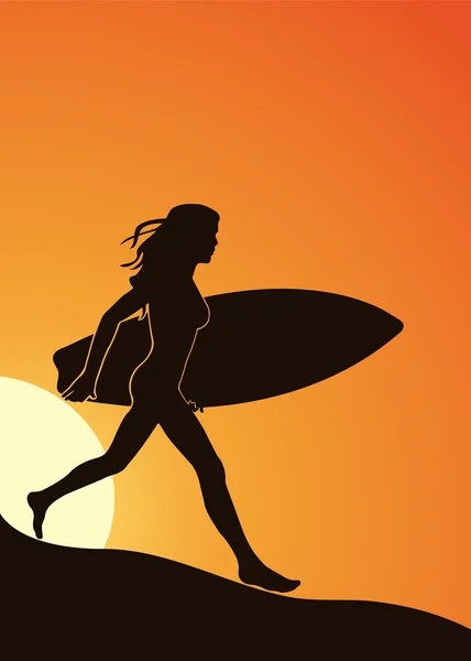 Surfer girl — Stock Vector