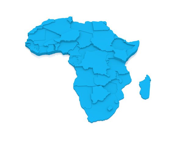 Bump map of Africa with diferrent heights of states