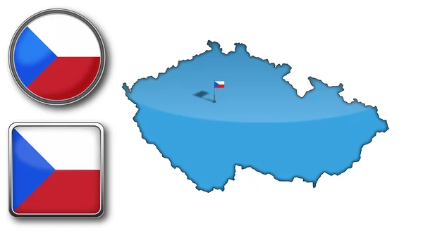 Vector map and flag of Czech republic — Stock Vector