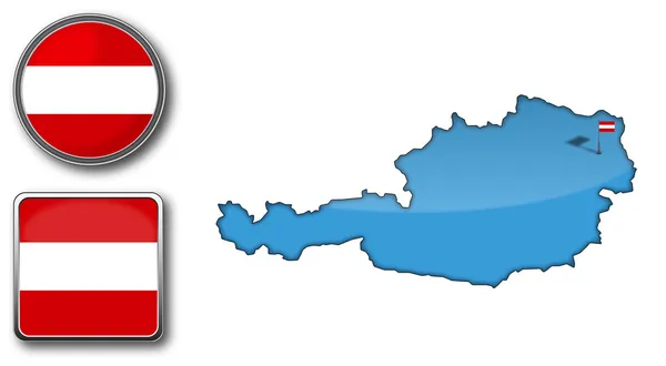 Mapa vetorial e bandeira da Áustria —  Vetores de Stock