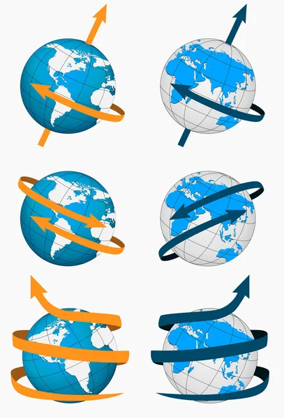 Globo con frecce — Vettoriale Stock