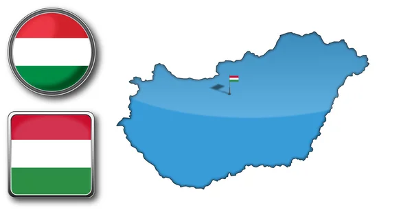 Vector map and flag of Hungary — Stock Vector