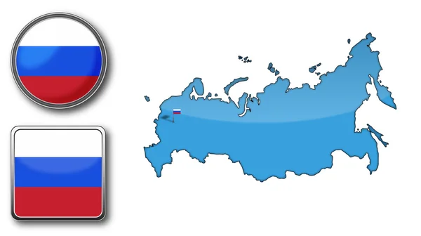 Vector map and flag of Russia — Stock Vector