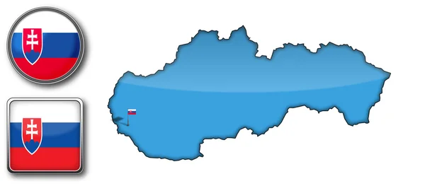 Vector map and flag of Slovakia — Stock Vector