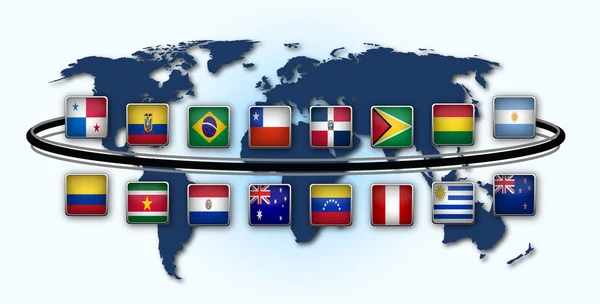 Map of world with national flags — Stock Photo, Image