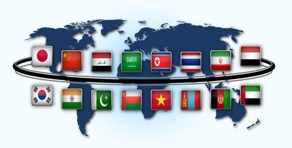 Map of world with national flags — Stock Photo, Image