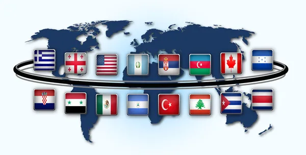 Карта мира с национальными флагами Лицензионные Стоковые Фото