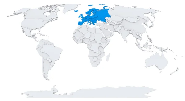 Europe on Bump map of world — Stock Photo, Image