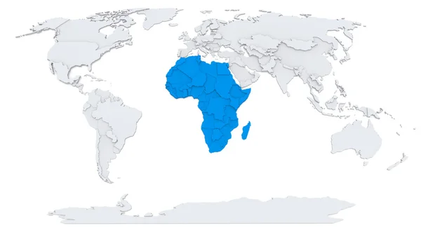 África em Bump mapa do mundo — Fotografia de Stock