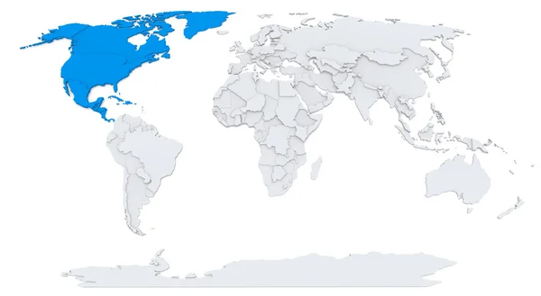 Severní Amerika bump mapy světa — Stock fotografie