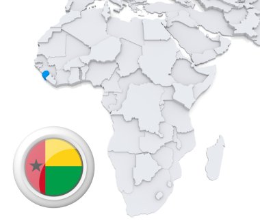 Gine-Bissau Afrika harita üzerinde